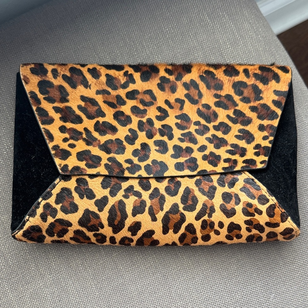 J. Crew Animal Print Clutch with Black Accents. NWOT
